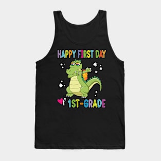 Crocodile Dabbin Back To School Happy First Day Of 1st Grade Tank Top